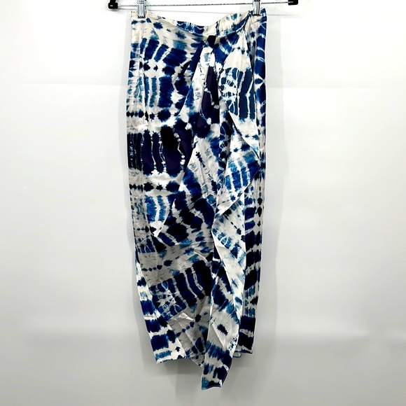 🆕Generation Love Nia Indigo Silk Spandex Tie Dye Faux Wrap Skirt Med Available - Picture 3 of 12